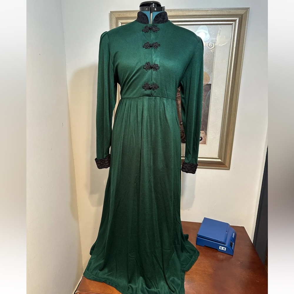 California Gold Rush Green Stretch Long Sleeve Maxi Dress Size Small